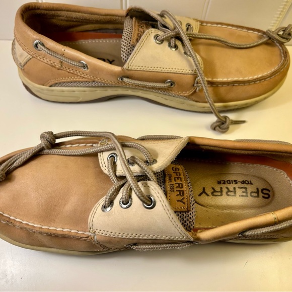 Sperry Tan Boat Shoes Classic Style Moccasin Stitching - Picture 3 of 6